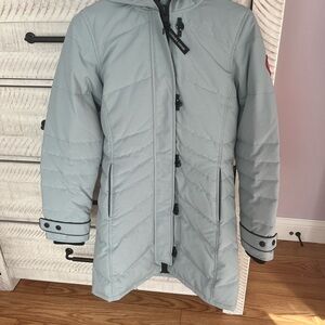 Light Blue Canada Goose Parka with Black Accents